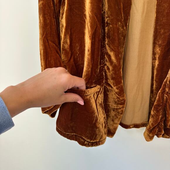 XCVI Velvet Open Pocket Cardigan Sweater in Copper M - Picture 8 of 8